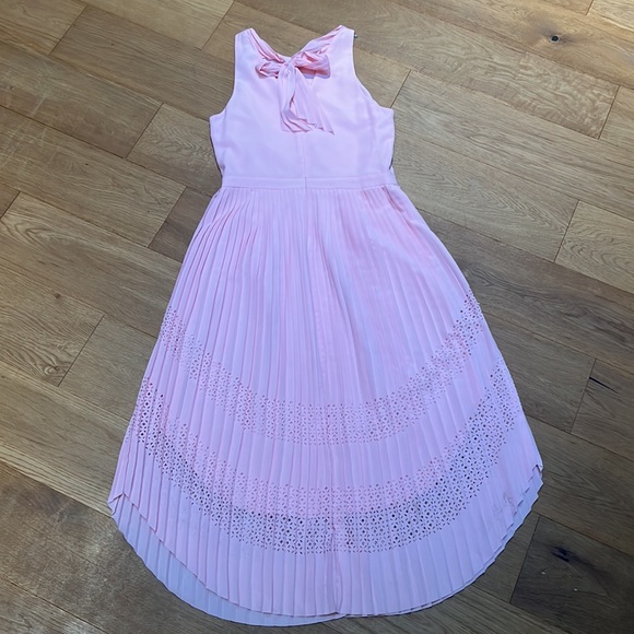 Banana Republic Pink Pleated Midi Dress with Laser Cut Detail - Picture 9 of 10